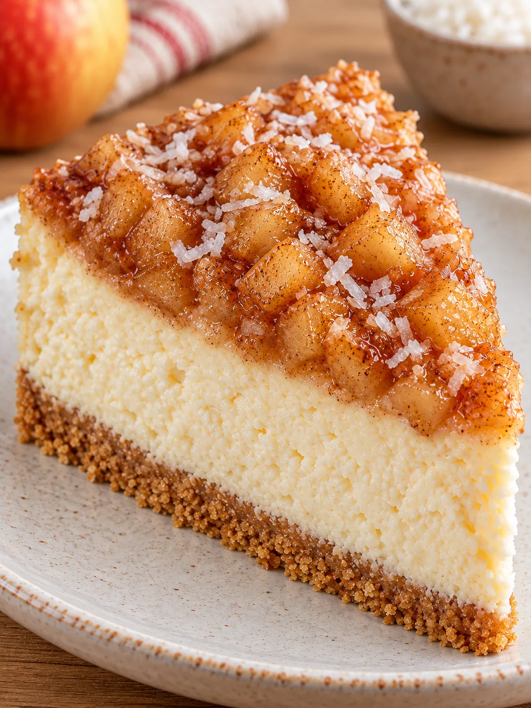 Baked cheesecake with apple and cinnamon — coconut