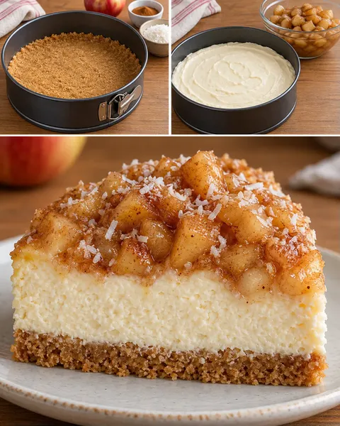 Baked cheesecake with apple and cinnamon — coconut