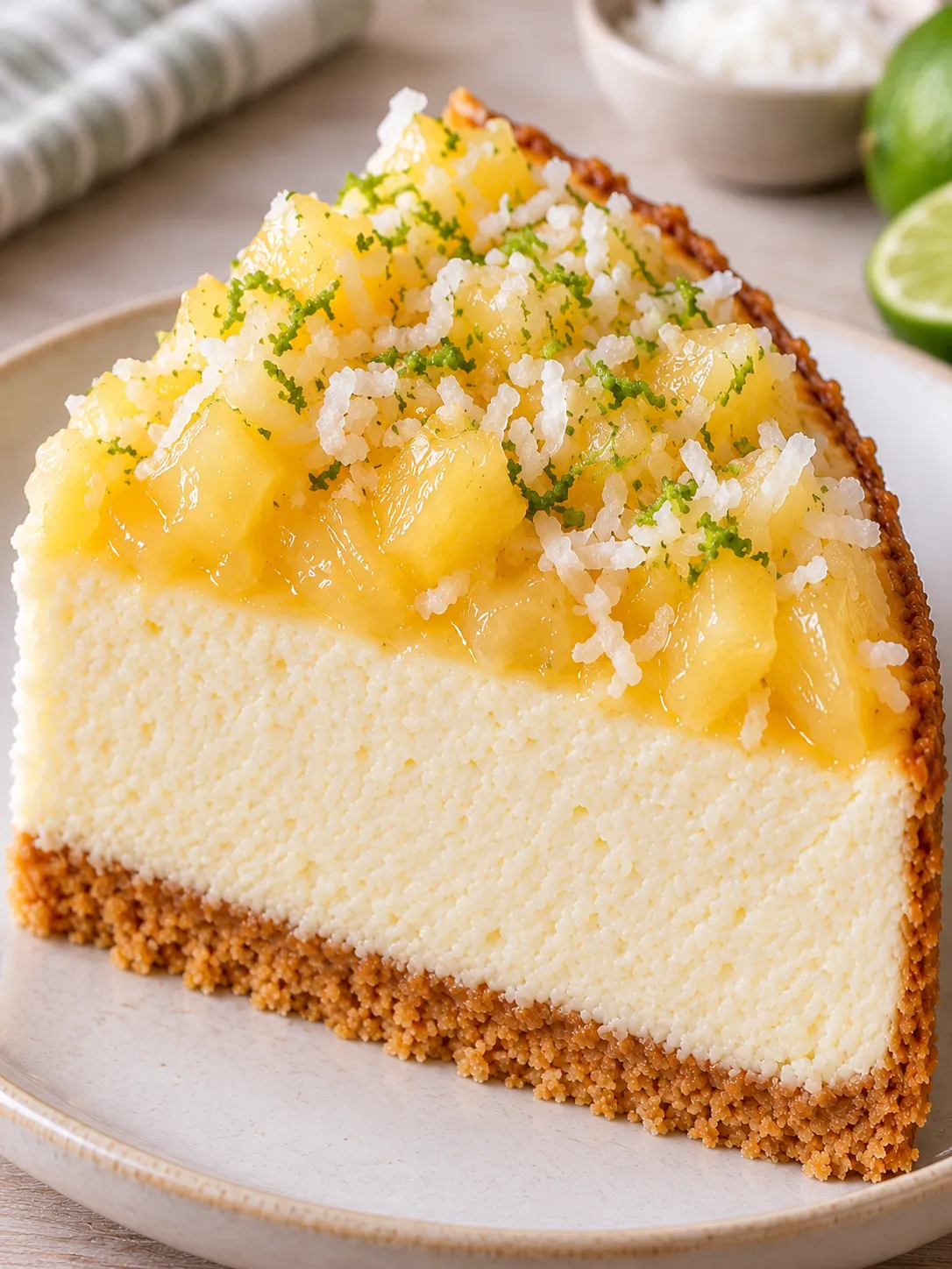 Baked cheesecake with pineapple and lime — coconut