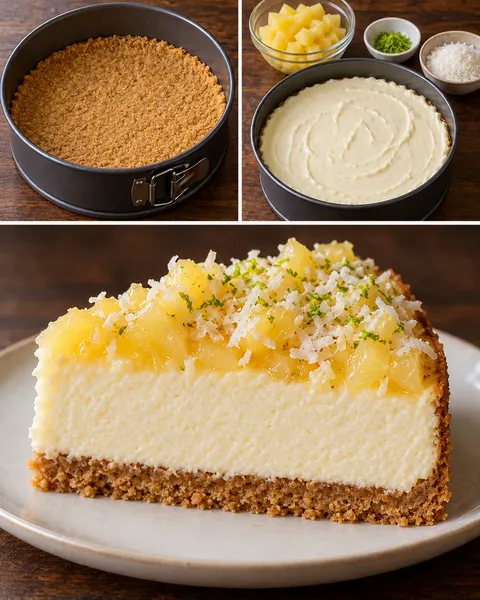 Baked cheesecake with pineapple and lime — coconut