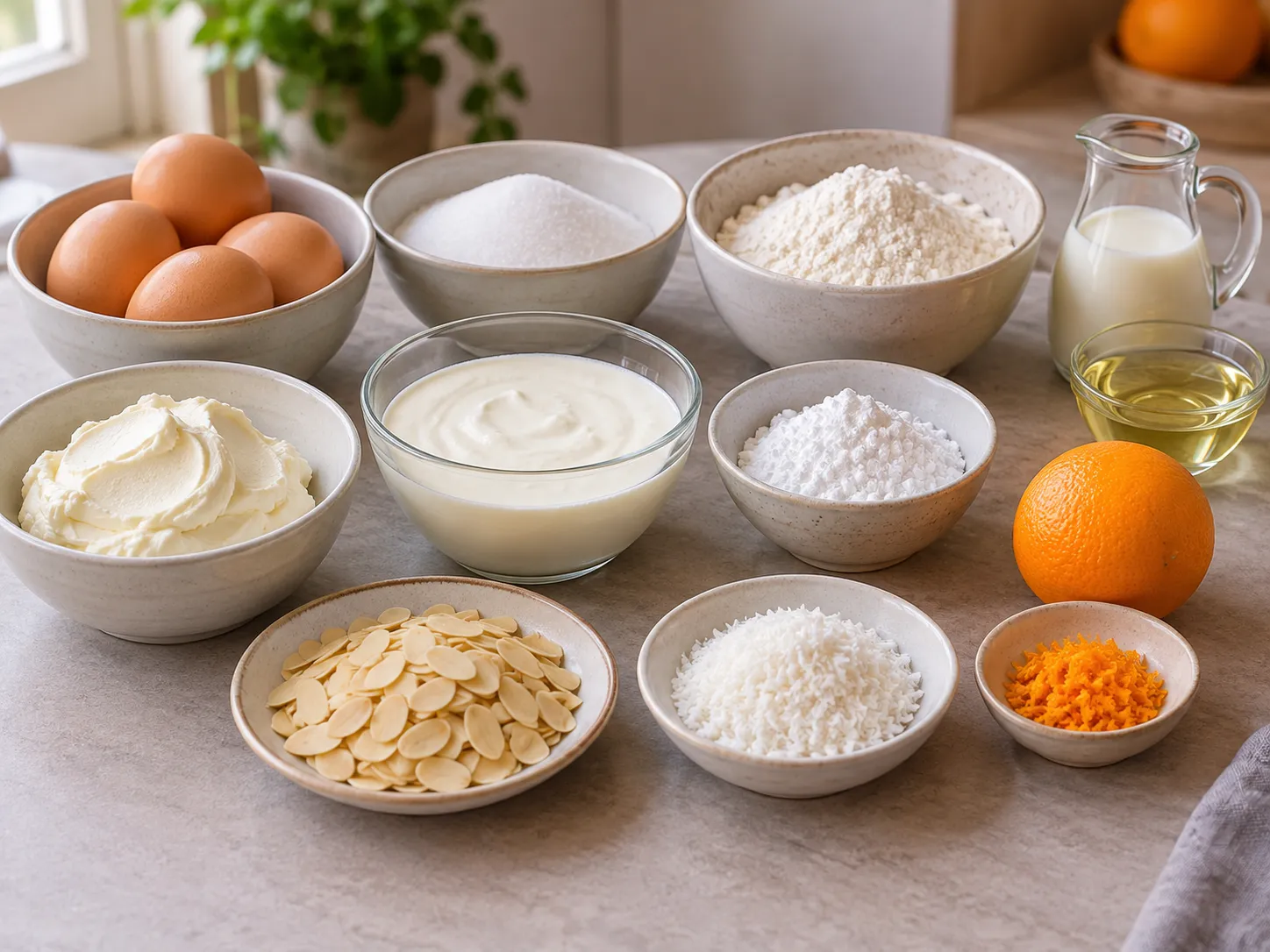 large eggs, granulated sugar, all-purpose wheat flour, neutral sunflower oil