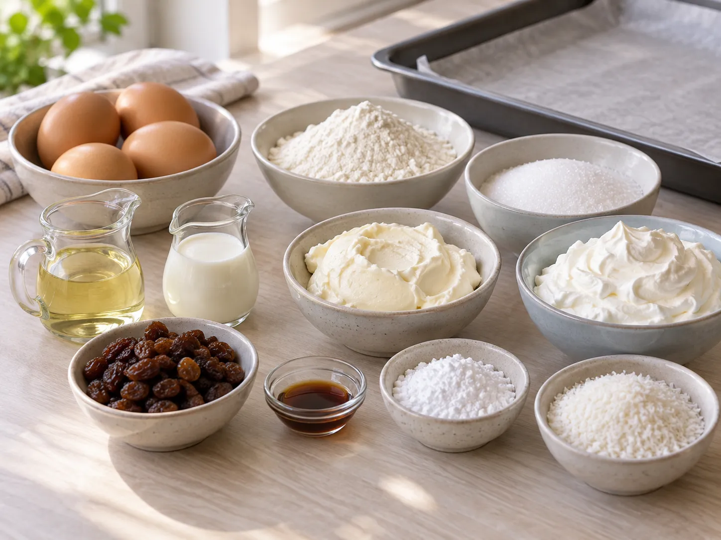 large eggs, granulated sugar, all-purpose wheat flour, neutral sunflower oil