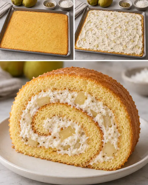 Sponge roll with cardamom and pear — coconut
