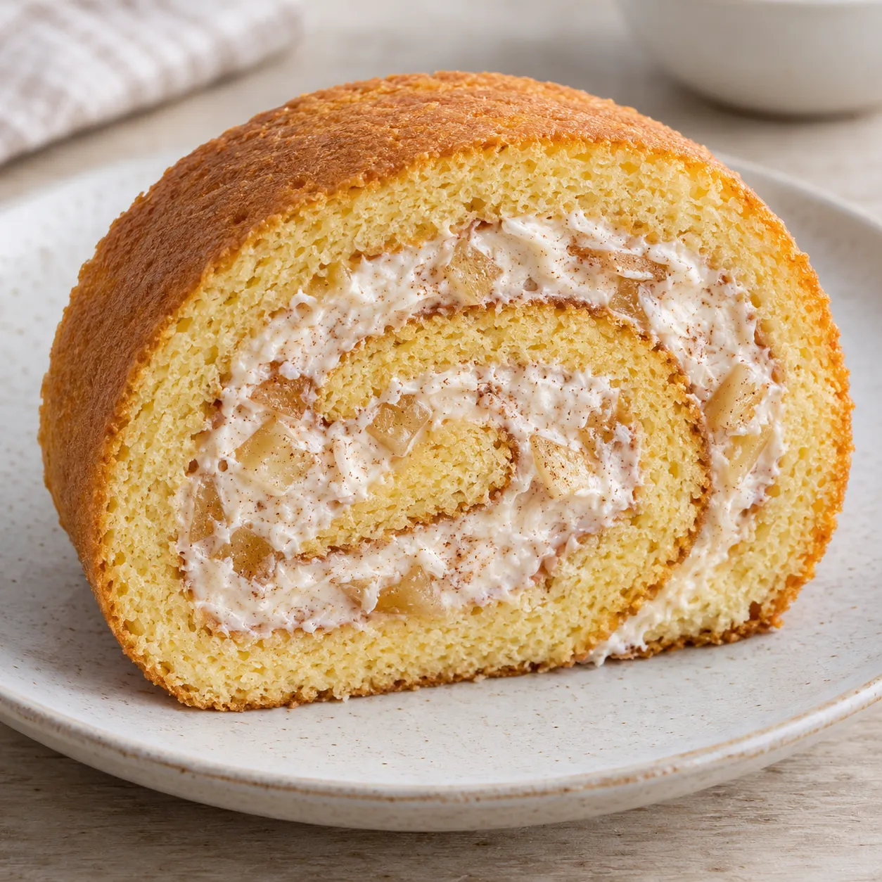 Sponge roll with cinnamon and apple — coconut