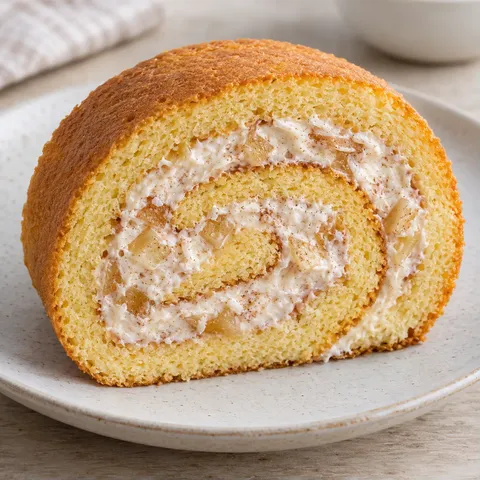 Sponge roll with cinnamon and apple — coconut