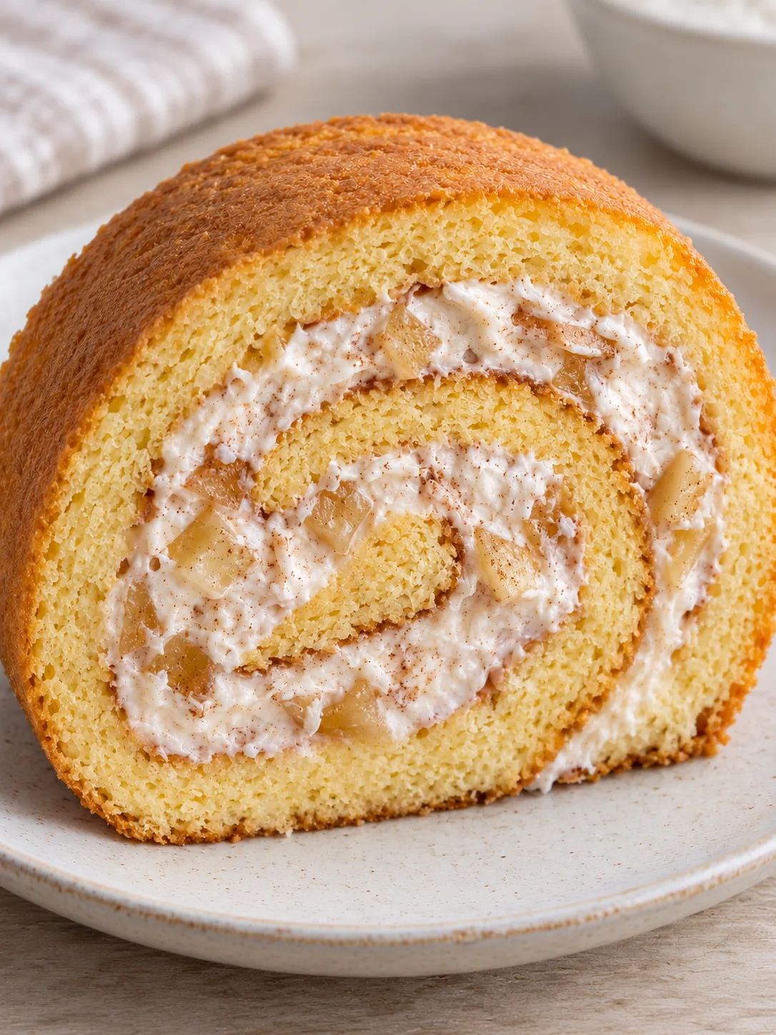 Sponge roll with cinnamon and apple — coconut
