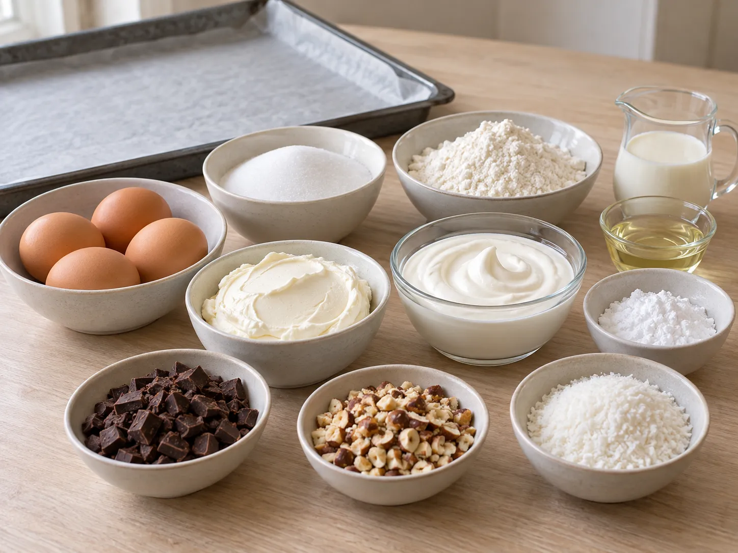 large eggs, granulated sugar, all-purpose wheat flour, neutral sunflower oil