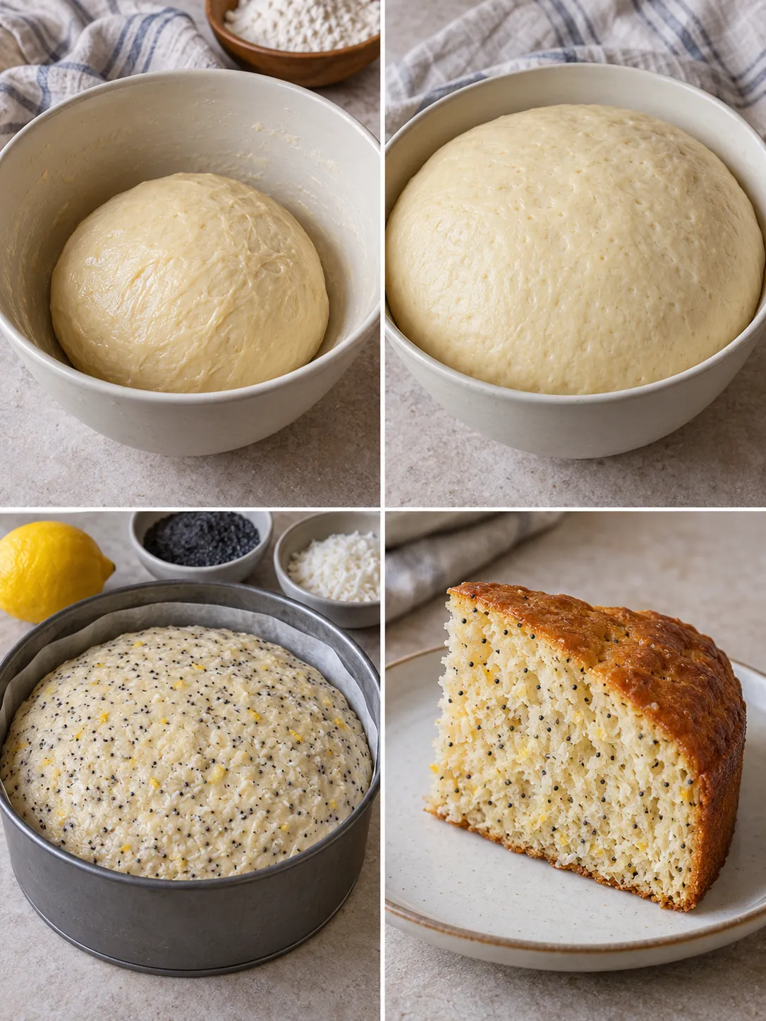 Sweet yeast cake with lemon and poppy seeds — coconut
