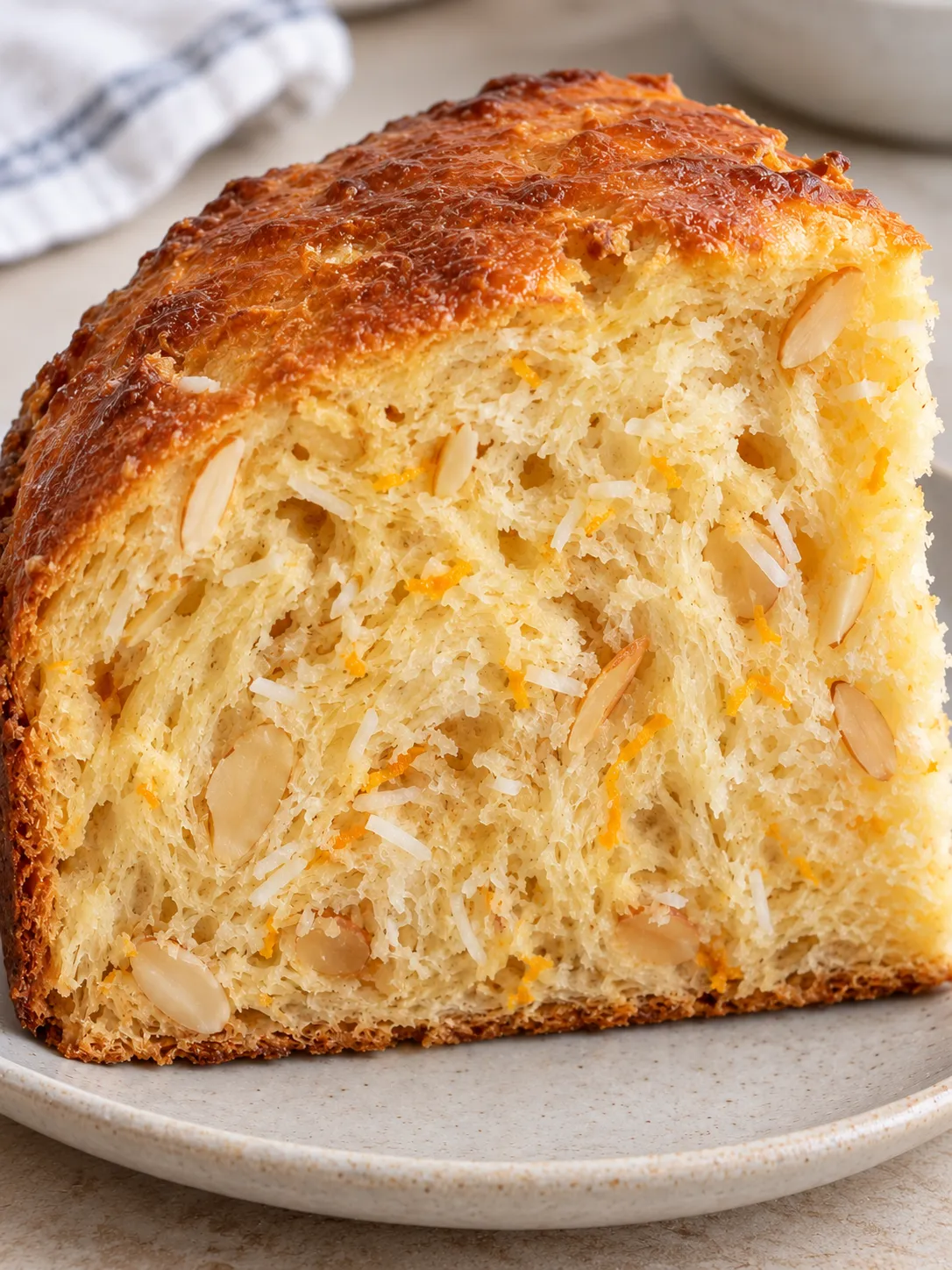 Sweet yeast cake with orange and almonds — coconut
