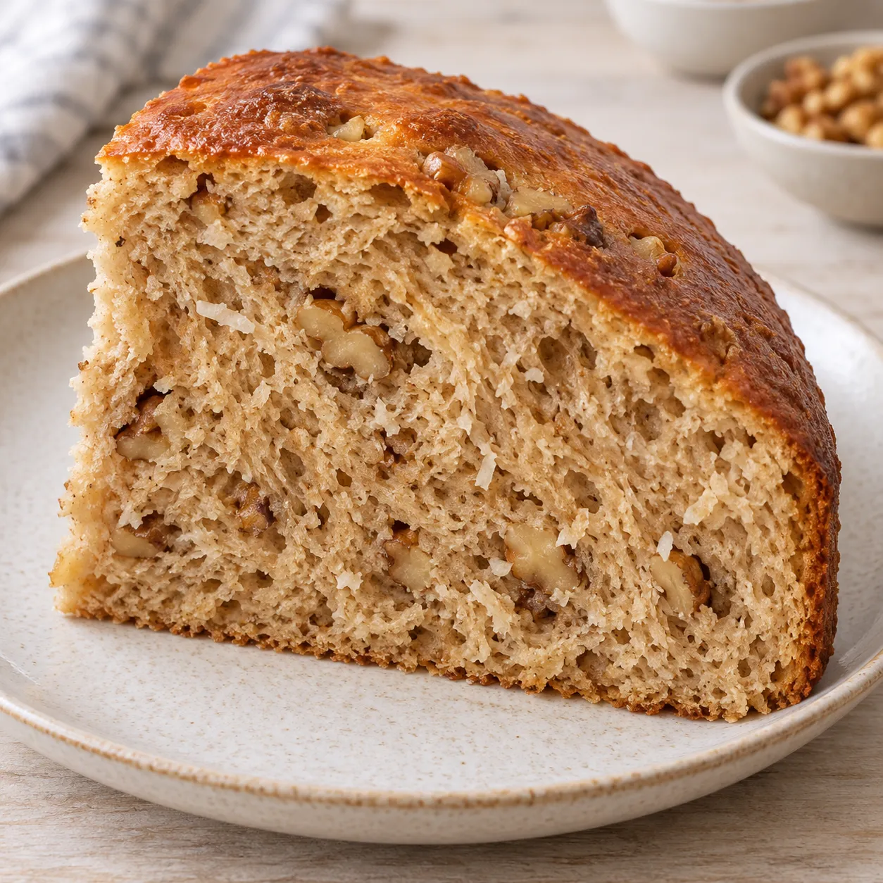 Sweet yeast cake with coffee and walnuts — coconut