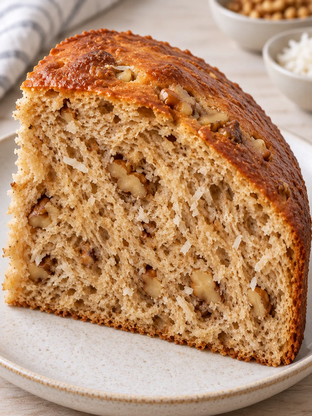 Sweet yeast cake with coffee and walnuts — coconut