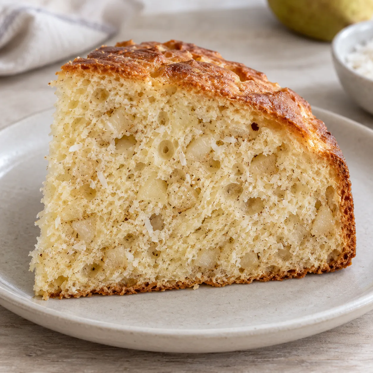 Sweet yeast cake with cardamom and pear — coconut