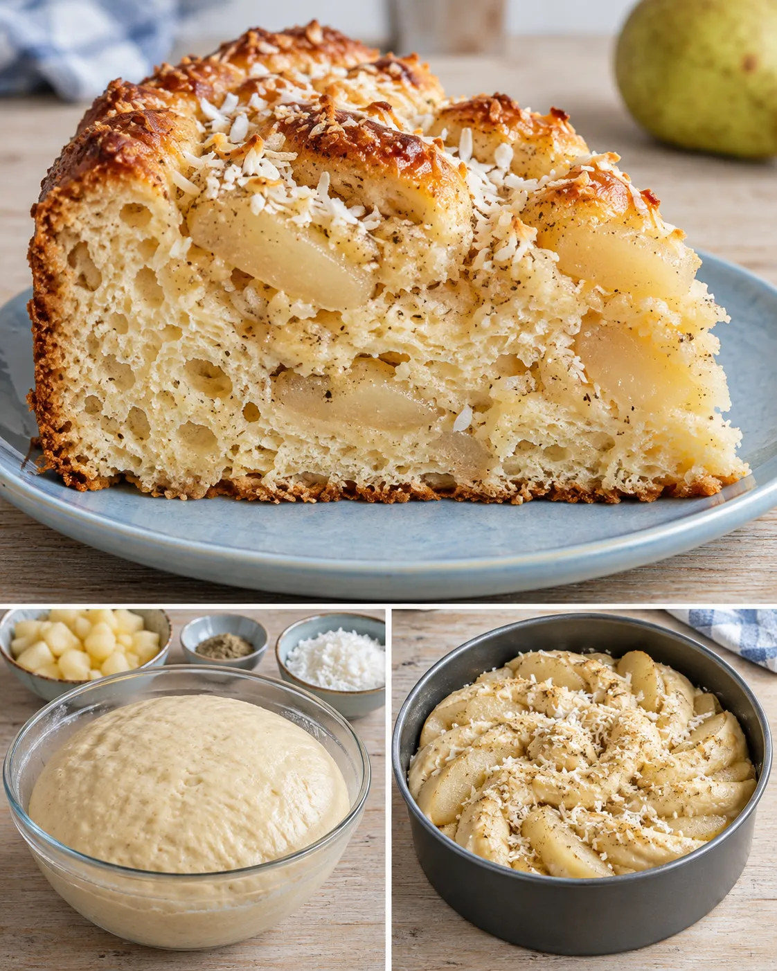 Sweet yeast cake with cardamom and pear — coconut