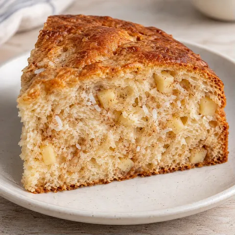 Sweet yeast cake with cinnamon and apple — coconut
