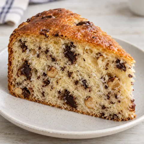 Sweet yeast cake with chocolate and hazelnuts — coconut