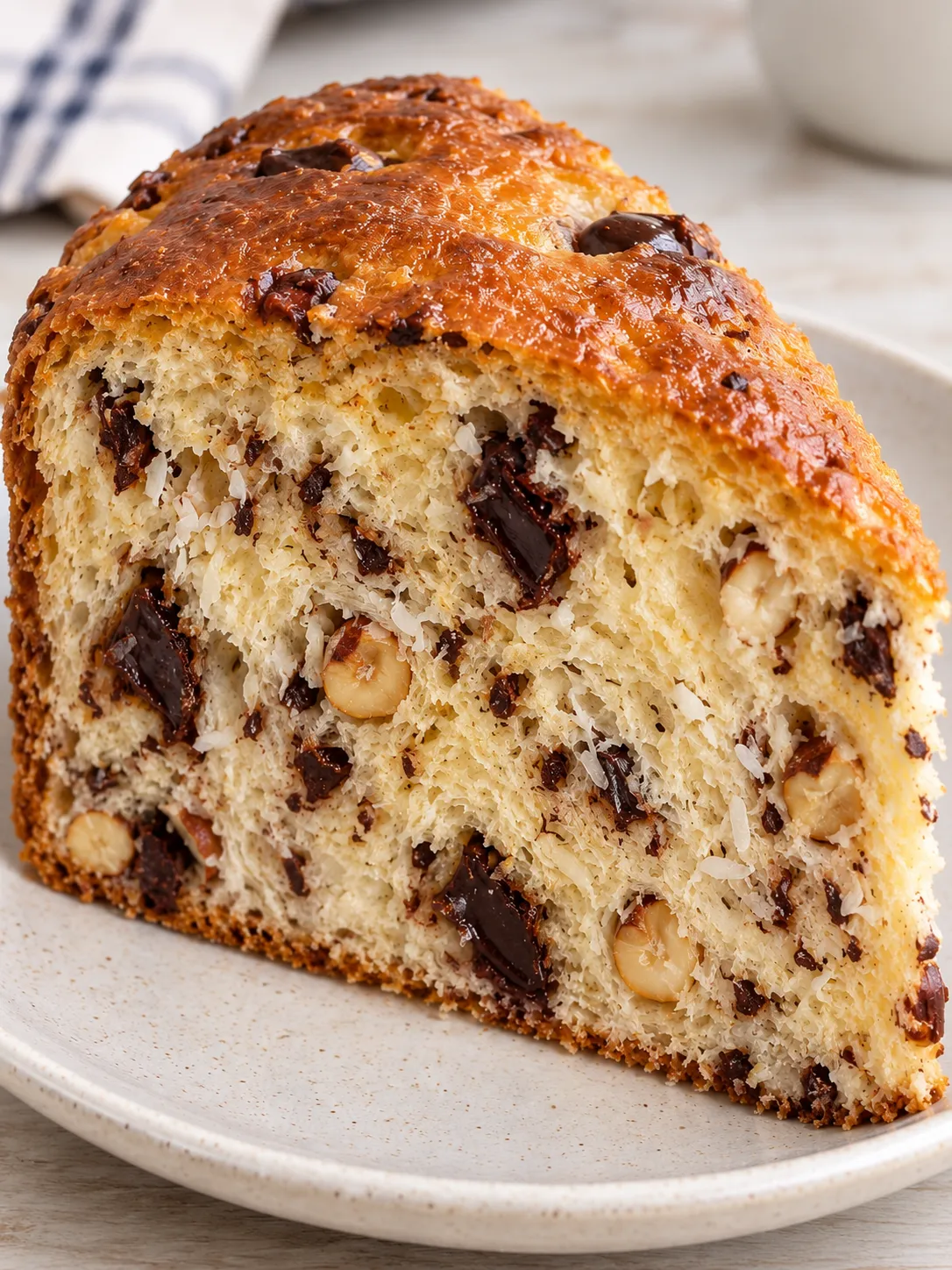 Sweet yeast cake with chocolate and hazelnuts — coconut