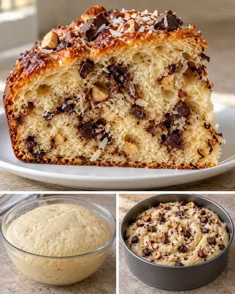 Sweet yeast cake with chocolate and hazelnuts — coconut