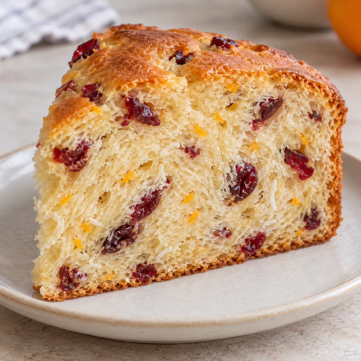 Sweet yeast cake with cranberries and orange — coconut
