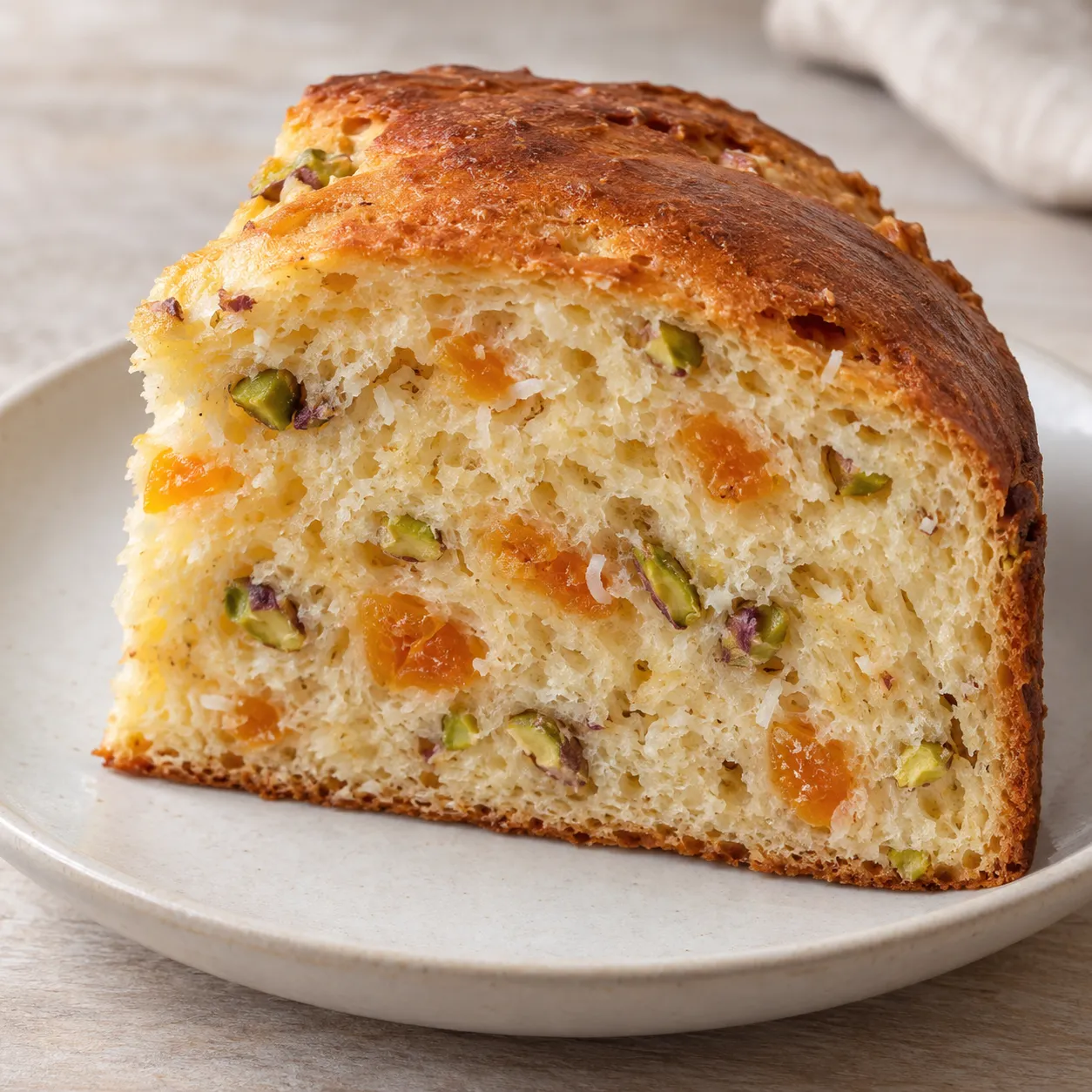 Sweet yeast cake with apricots and pistachios — coconut