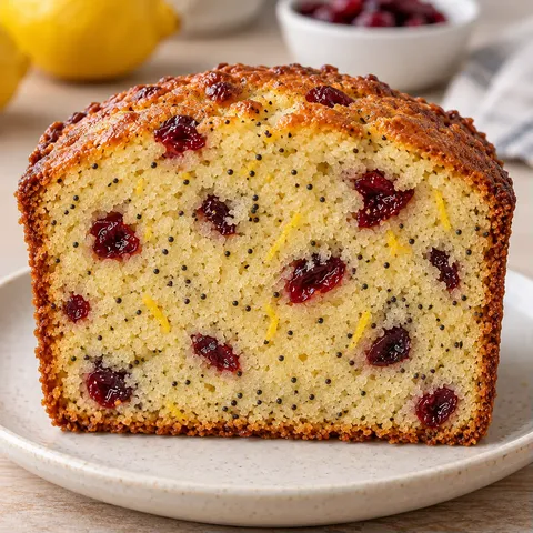 Butter loaf with lemon and poppy seeds — cranberries