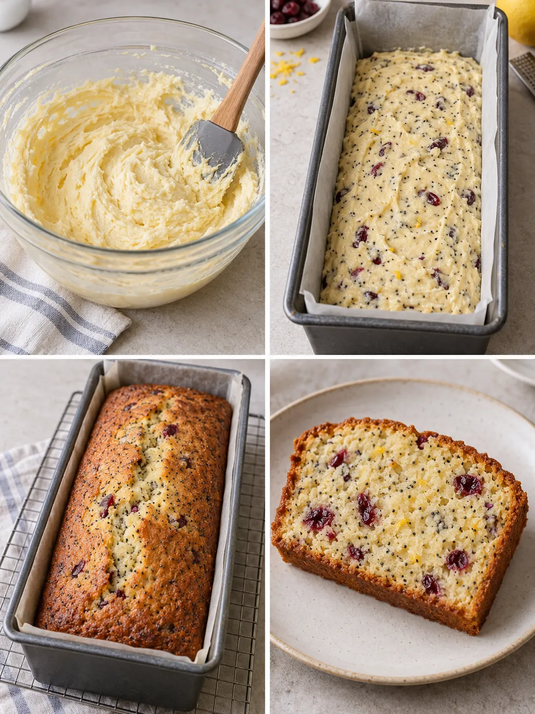 Butter loaf with lemon and poppy seeds — cranberries