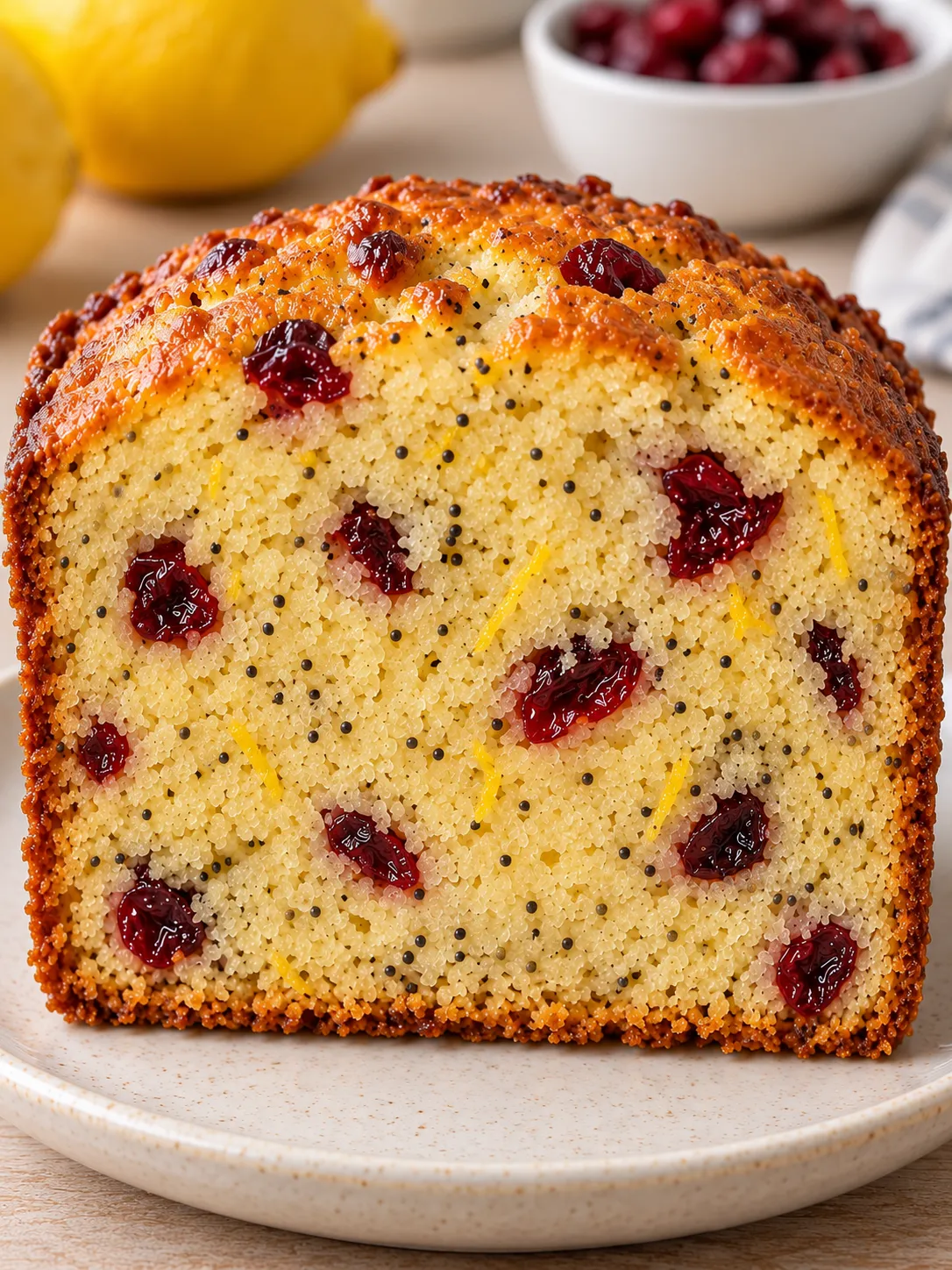 Butter loaf with lemon and poppy seeds — cranberries