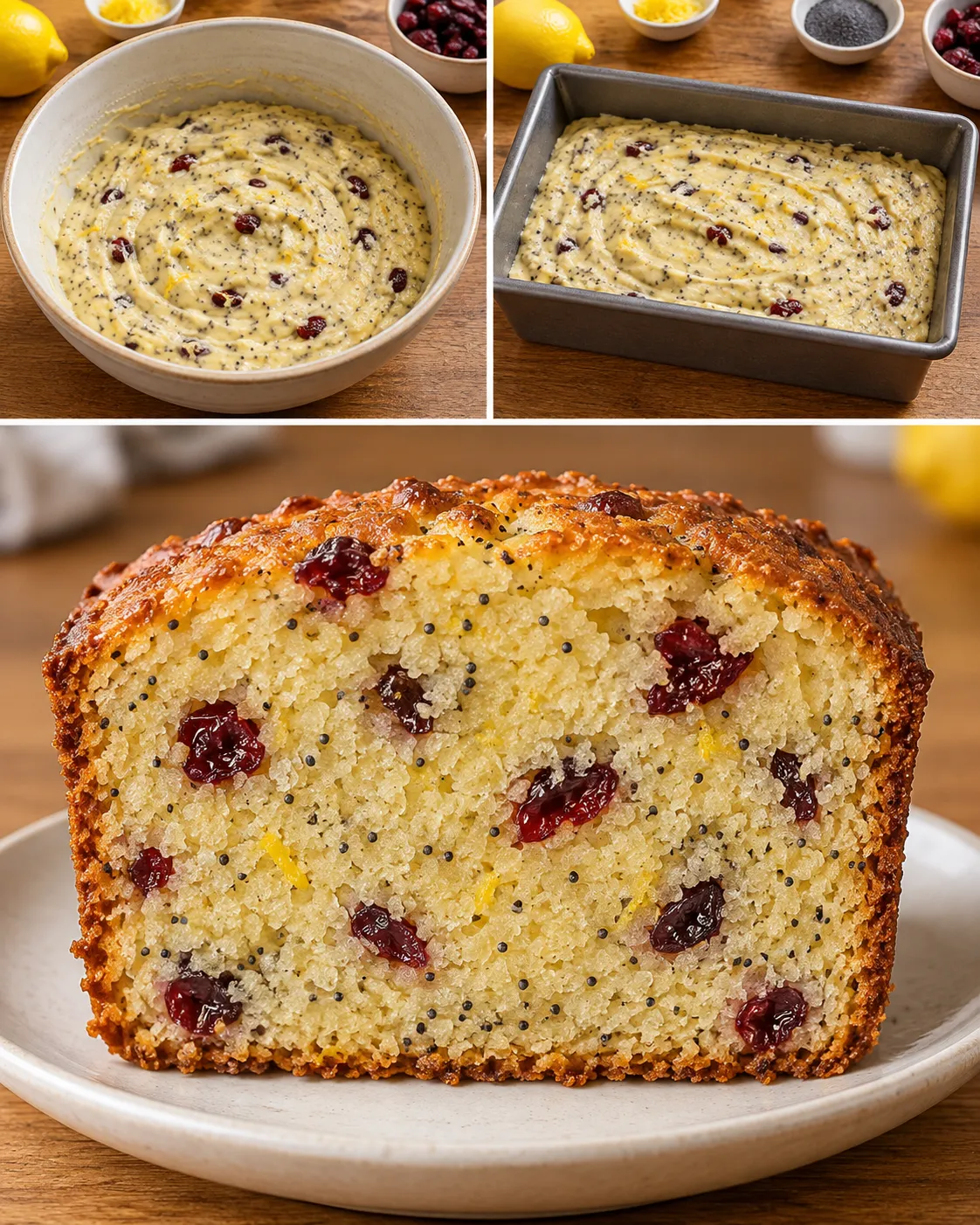 Butter loaf with lemon and poppy seeds — cranberries