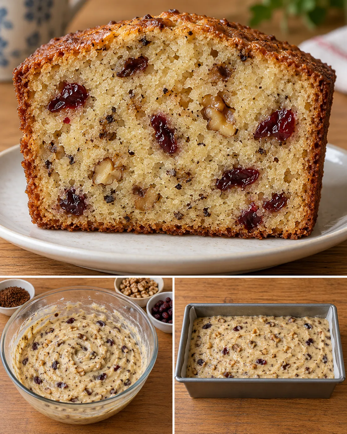 Butter loaf with coffee and walnuts — cranberries