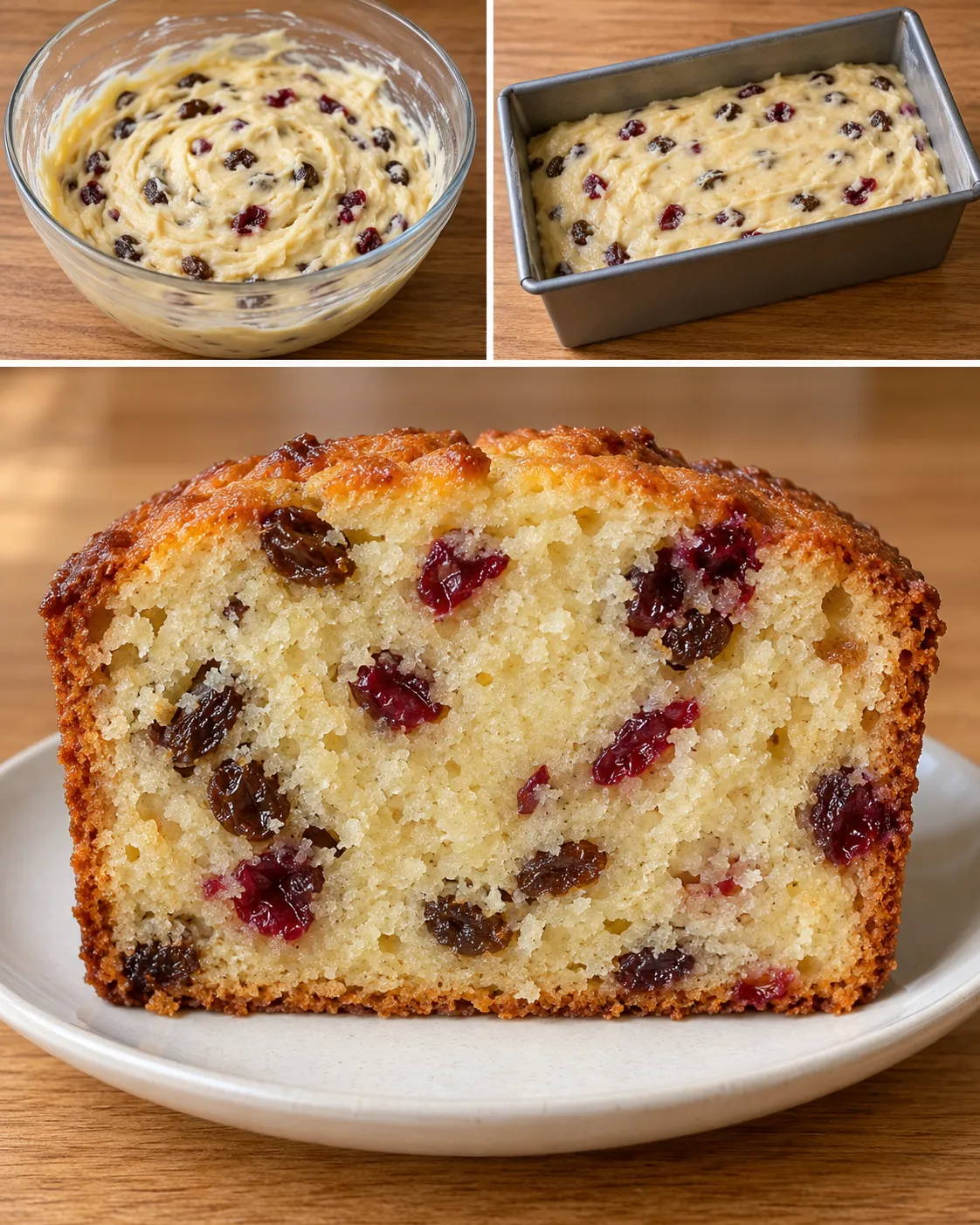 Butter loaf with vanilla and raisins — cranberries