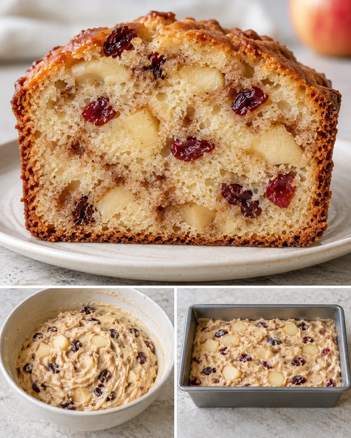 Butter loaf with cinnamon and apple — cranberries