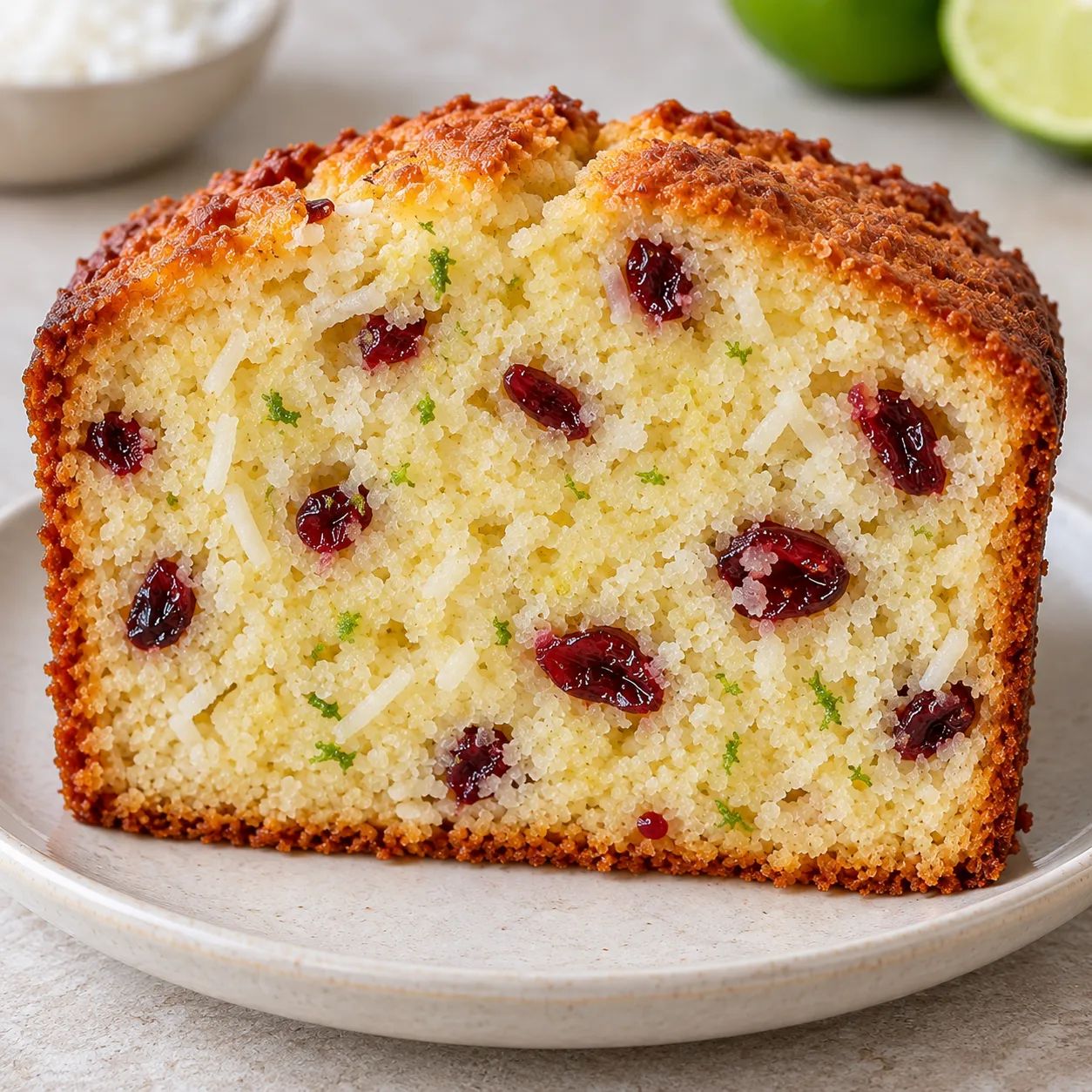 Butter loaf with coconut and lime — cranberries