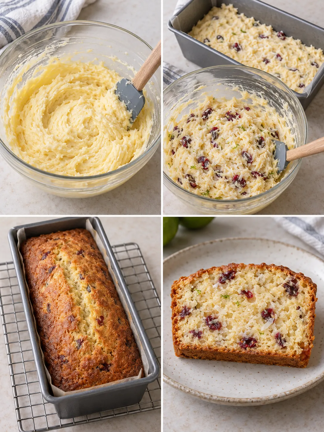 Butter loaf with coconut and lime — cranberries