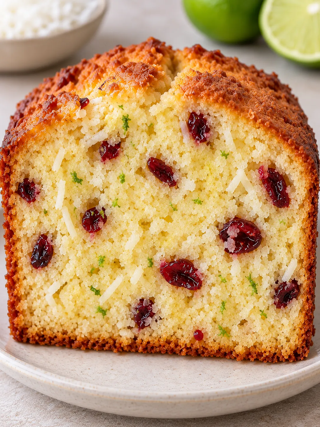 Butter loaf with coconut and lime — cranberries