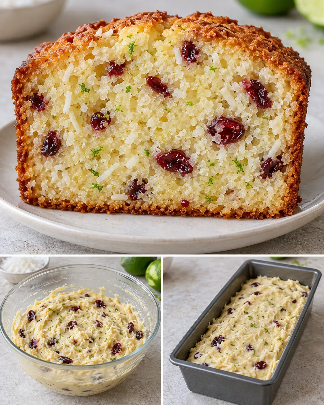 Butter loaf with coconut and lime — cranberries
