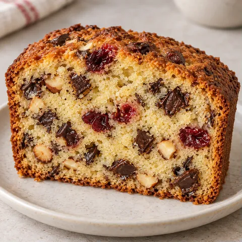Butter loaf with chocolate and hazelnuts — cranberries