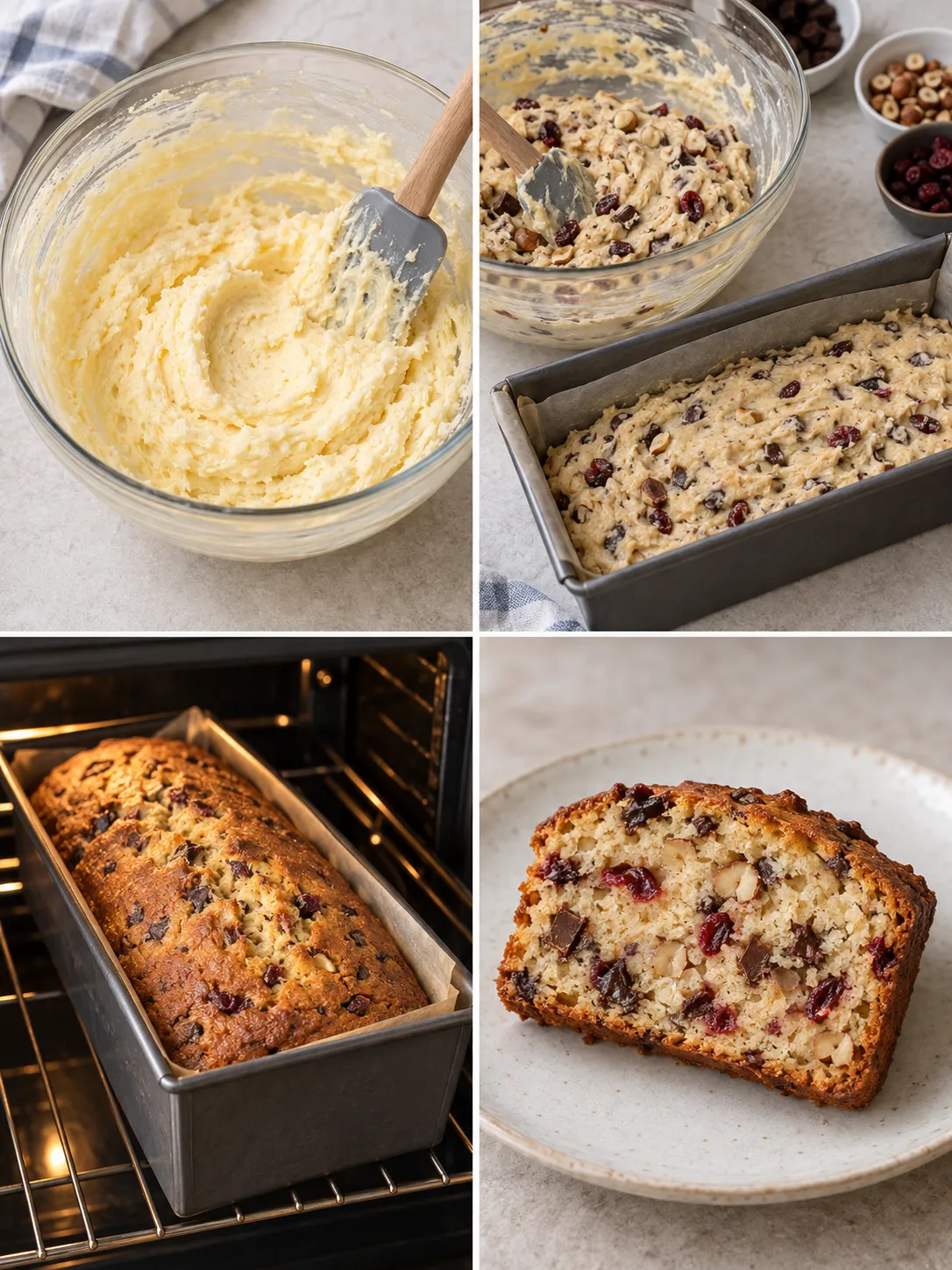 Butter loaf with chocolate and hazelnuts — cranberries
