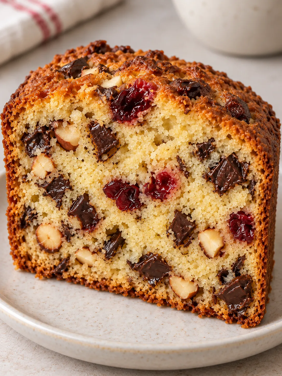 Butter loaf with chocolate and hazelnuts — cranberries