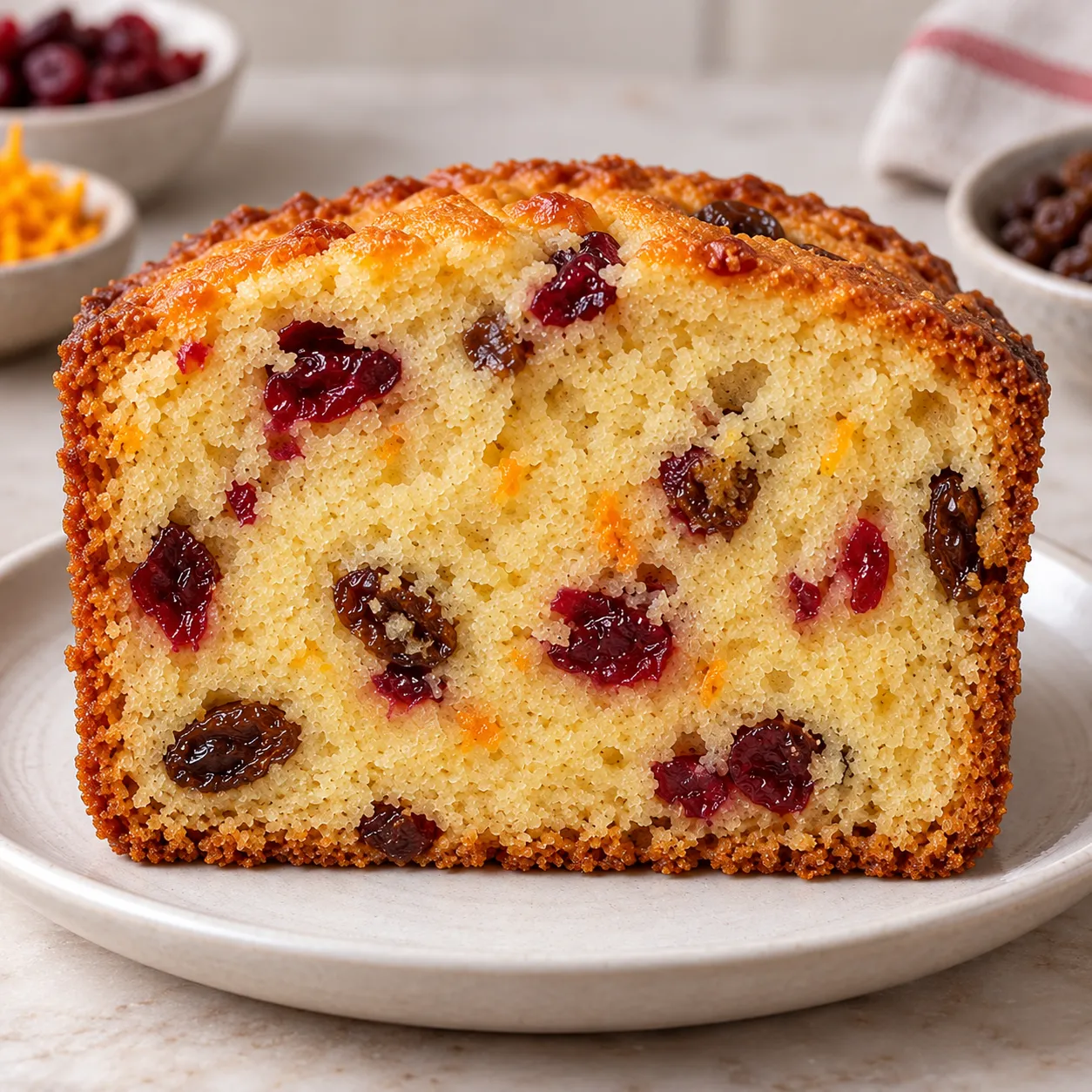 Butter loaf with cranberries and orange — raisins