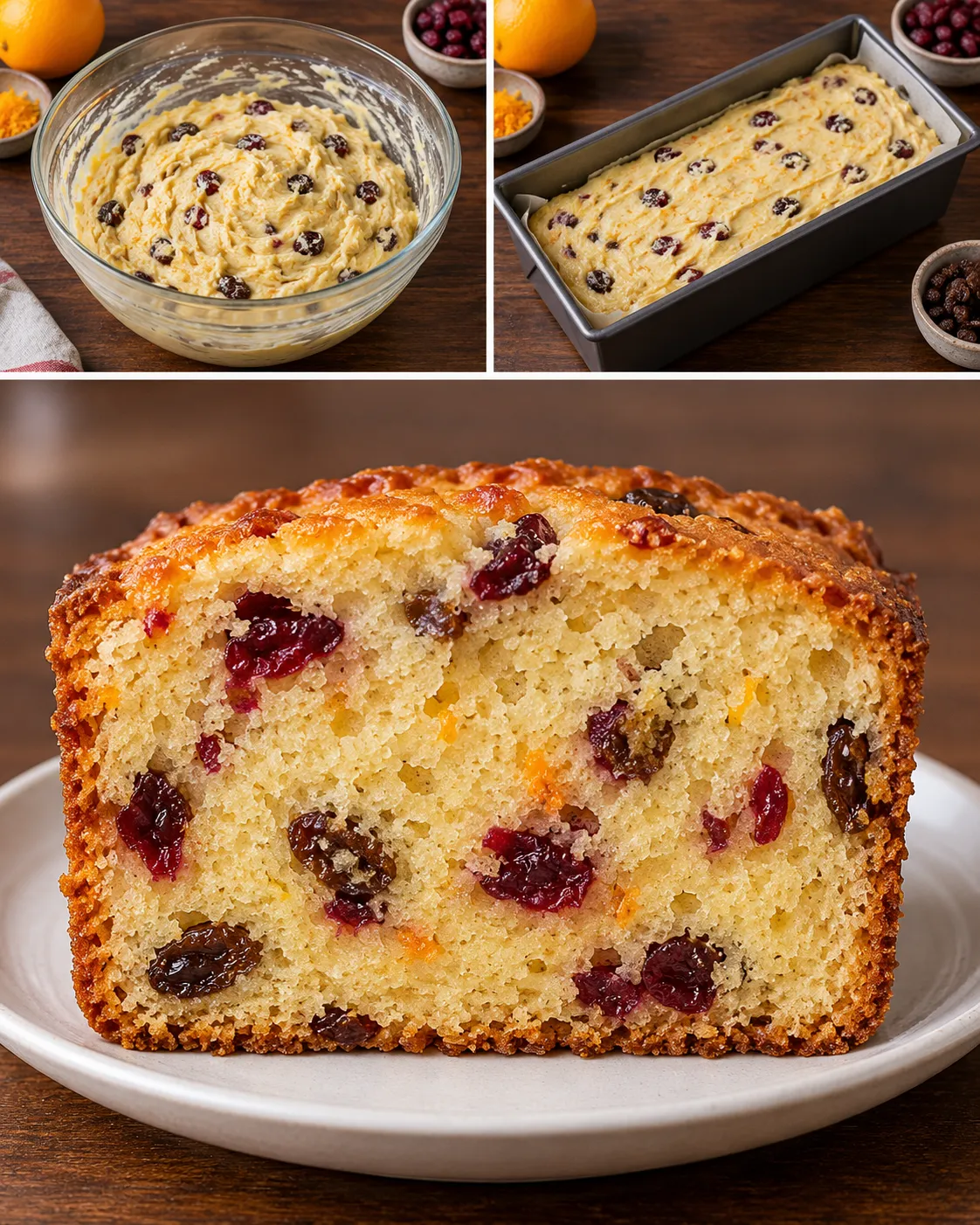 Butter loaf with cranberries and orange — raisins