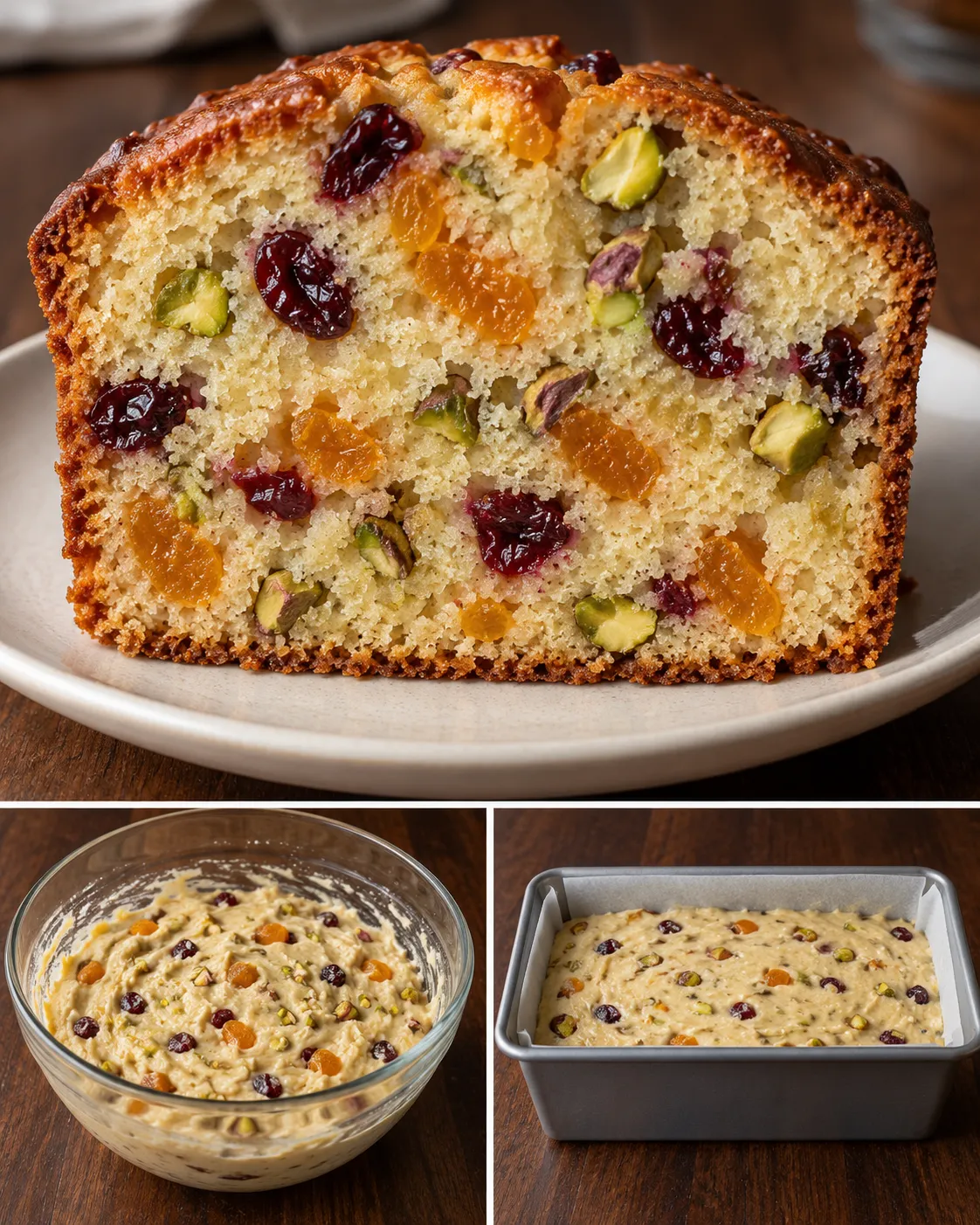 Butter loaf with apricots and pistachios — cranberries