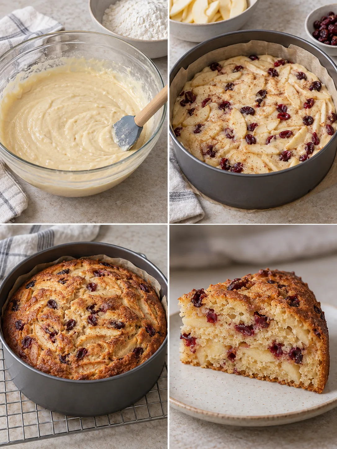 Yogurt cake with apple and cinnamon — cranberries