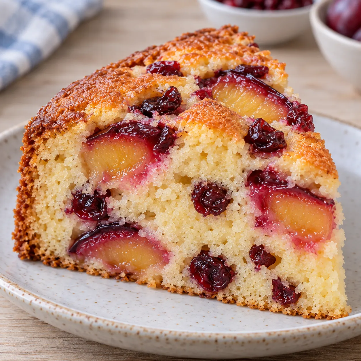 Yogurt cake with plums and vanilla — cranberries