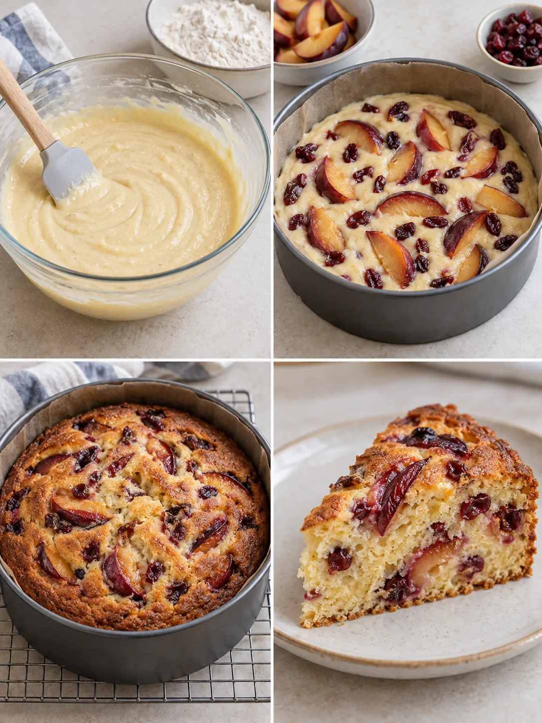 Yogurt cake with plums and vanilla — cranberries