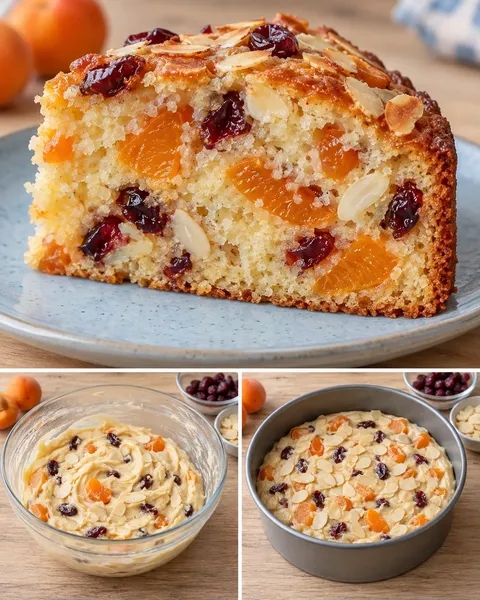 Yogurt cake with apricots and almonds — cranberries