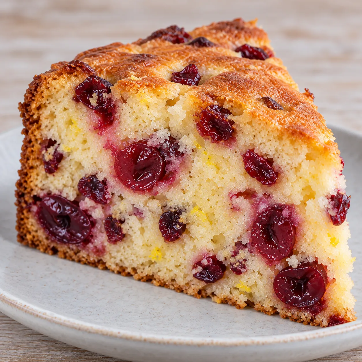 Yogurt cake with cherries and lemon — cranberries