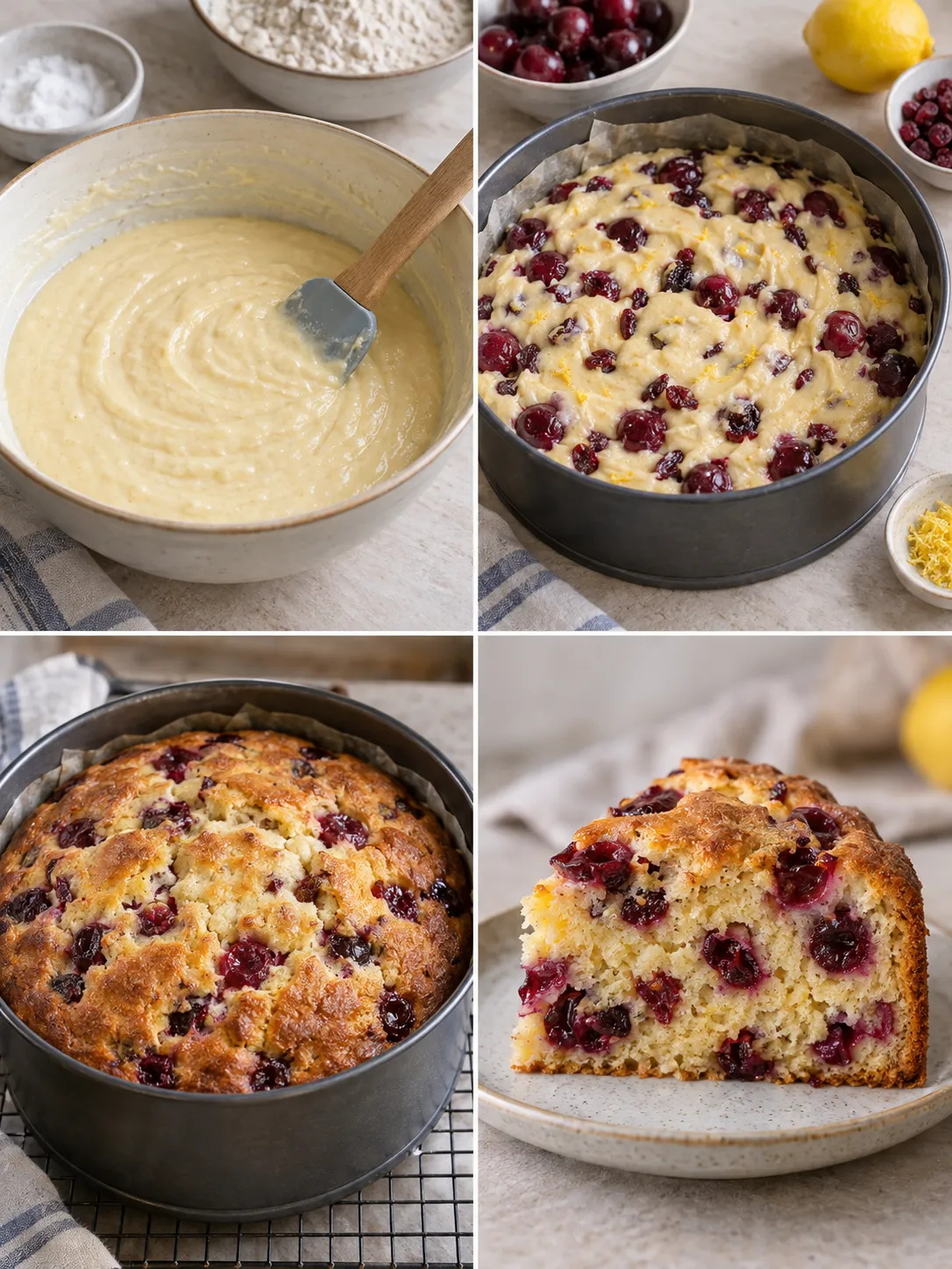 Yogurt cake with cherries and lemon — cranberries