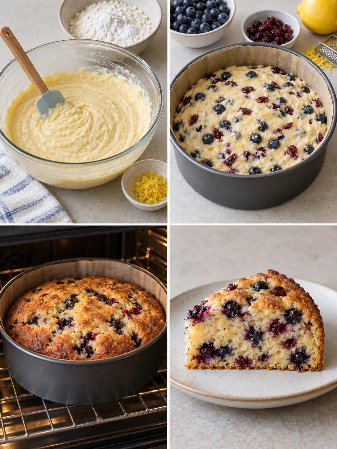 Yogurt cake with blueberries and lemon — cranberries