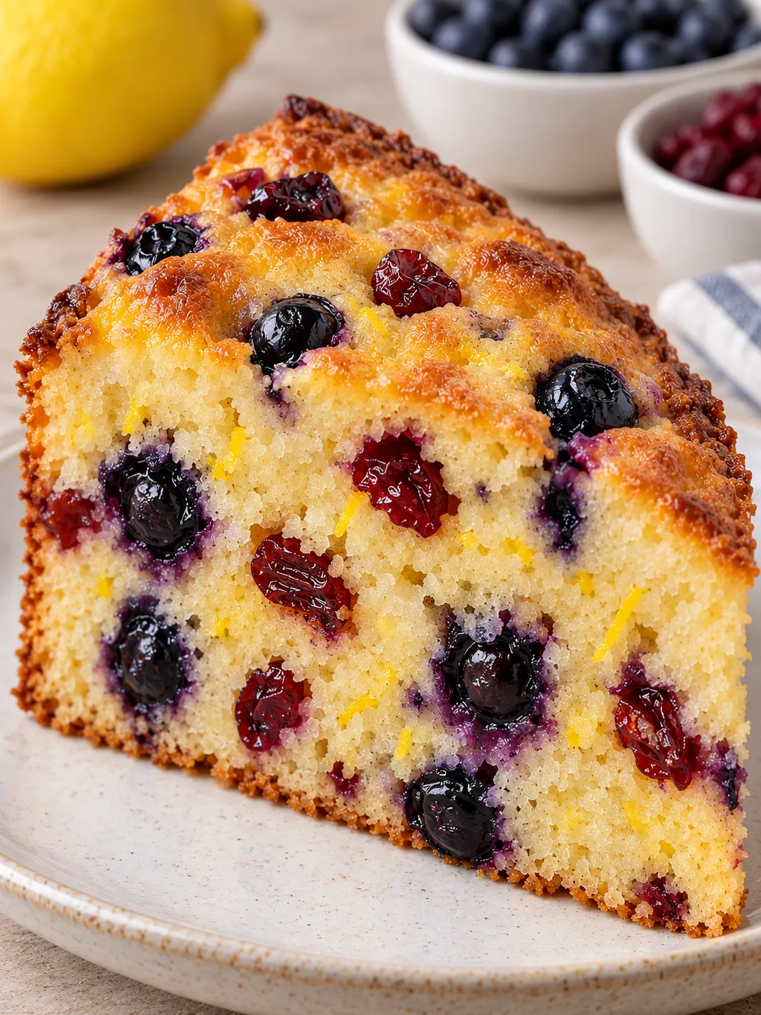 Yogurt cake with blueberries and lemon — cranberries