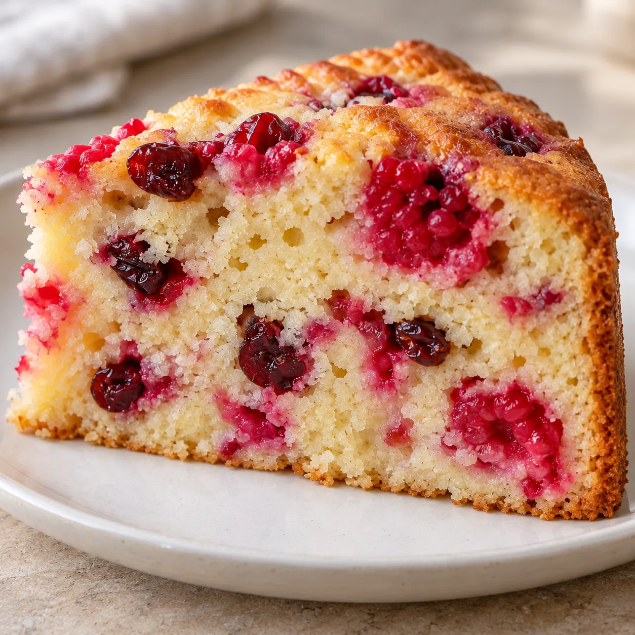 Yogurt cake with raspberries and vanilla — cranberries