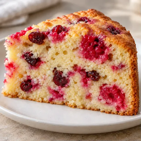 Yogurt cake with raspberries and vanilla — cranberries